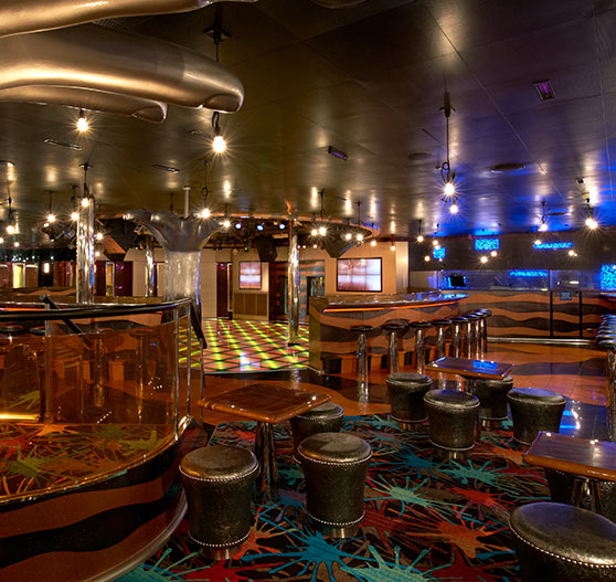 Hot and cool nightclub interior on Carnival Liberty.