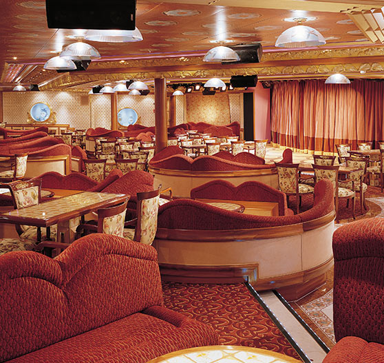 Interior of lounge area on Carnival Liberty.