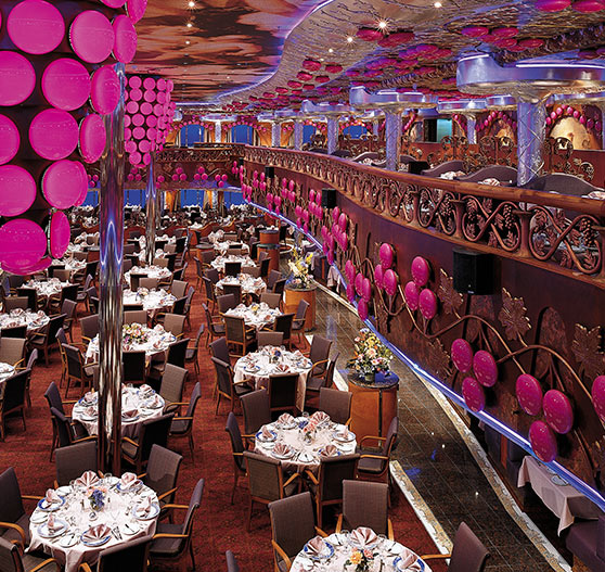 Dining area interior on carnival miracle.