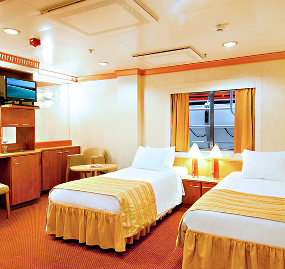 Interior cabin stateroom on carnival miracle.