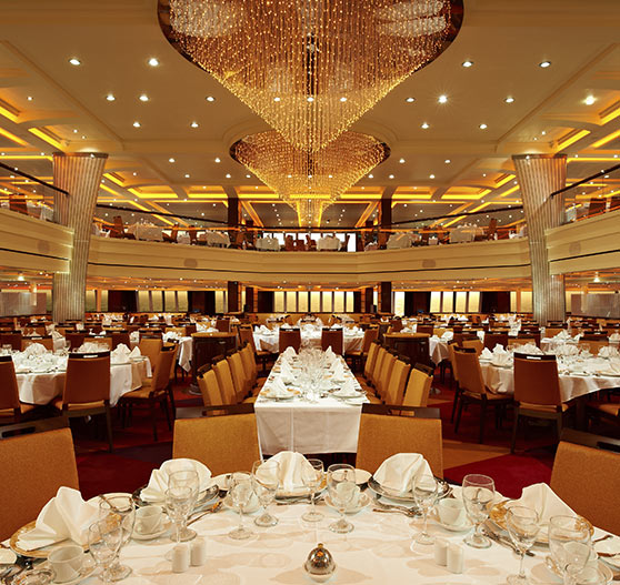 Interior of dining room on Carnival Breeze.