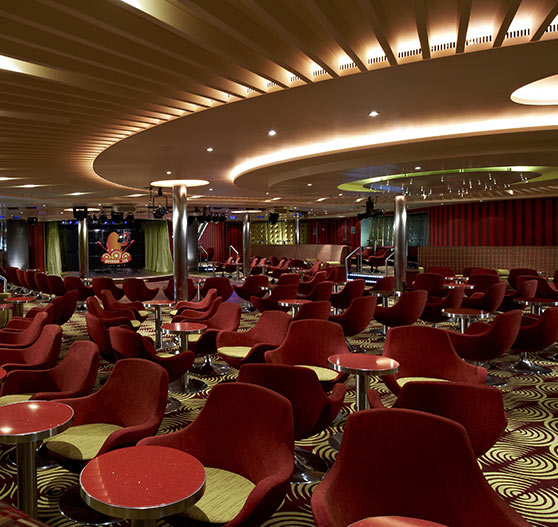 Interior of Limelight lounge on Carnival Breeze.