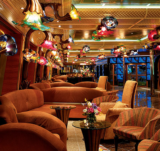 Interior of lounge area on Carnival Conquest.