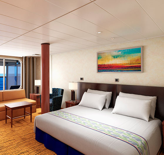 Interior of extended balcony on grand suite stateroom.